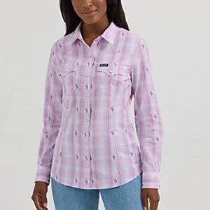 NWT Women's Wrangler Retro® Stripe Slim Western Snap Shirt M